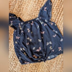 Navy  Butterfly Tie Tank Top